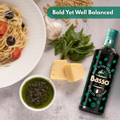 Basso 1904 100% Italian Extra Virgin Olive Oil – Cold Extracted – 33.8 fl oz (1 L)