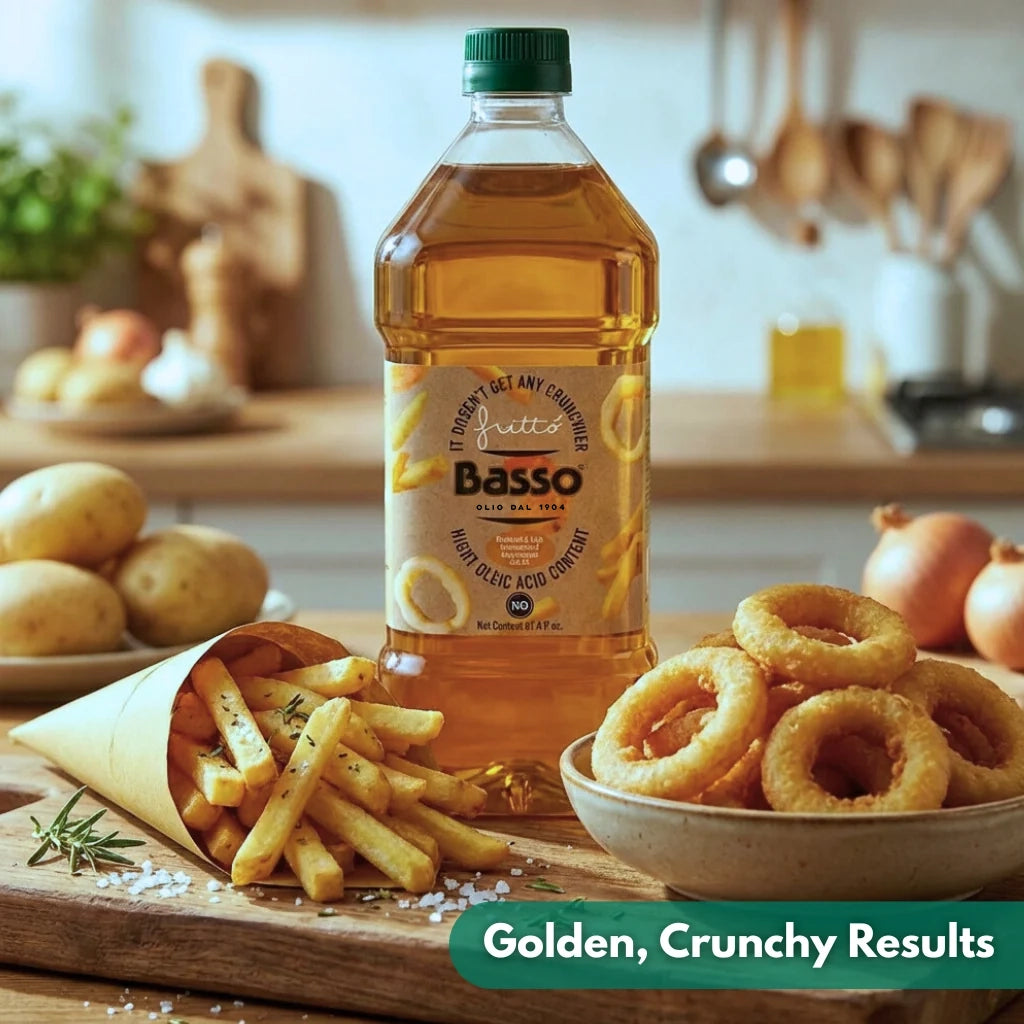 Basso 1904 Italian FRITTÒ Frying Oil – High Oleic Sunflower & Grapeseed Blend – 67.6 fl oz (2 L)
