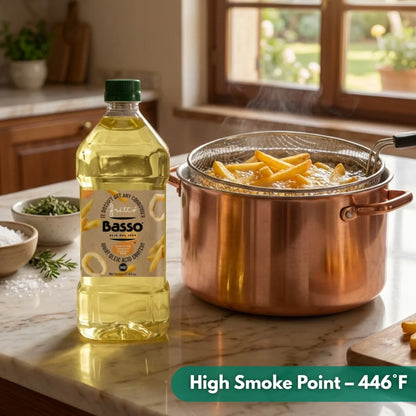 Basso 1904 Italian FRITTÒ Frying Oil – High Oleic Sunflower & Grapeseed Blend – 67.6 fl oz (2 L)