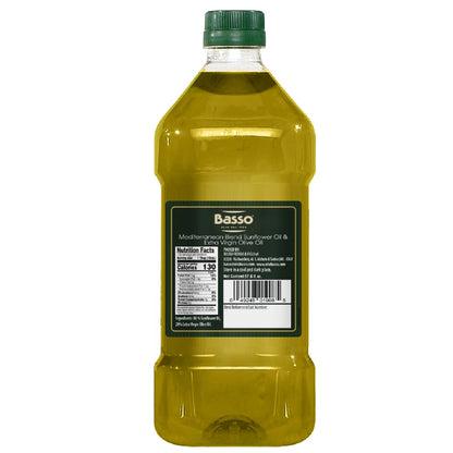 Basso 1904 Italian Sunflower Oil (80%) & Extra Virgin Olive Oil (20%) Blend – Versatile Cooking Oil – 67.6 fl oz (2 L)