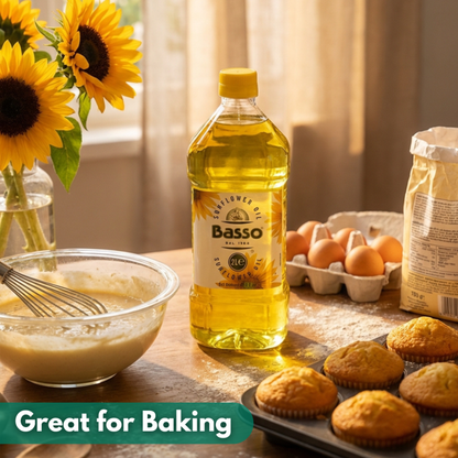 Basso 1904 Italian Sunflower Seed Oil – High Smoke Point Cooking Oil – 67.6 fl oz (2 L)
