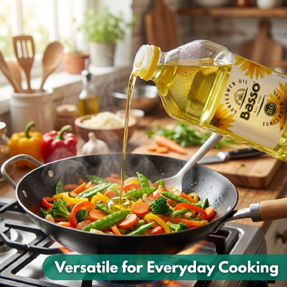 Basso 1904 Italian Sunflower Seed Oil – High Smoke Point Cooking Oil – 67.6 fl oz (2 L)
