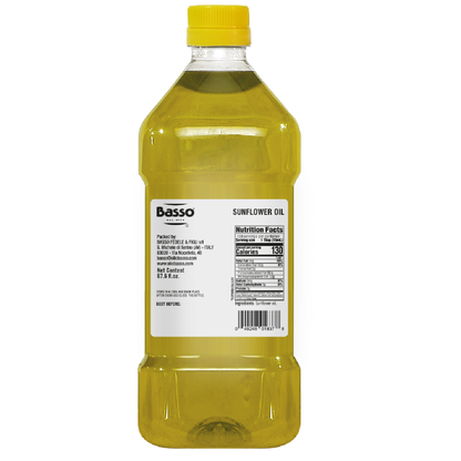 Basso 1904 Italian Sunflower Seed Oil – High Smoke Point Cooking Oil – 67.6 fl oz (2 L)