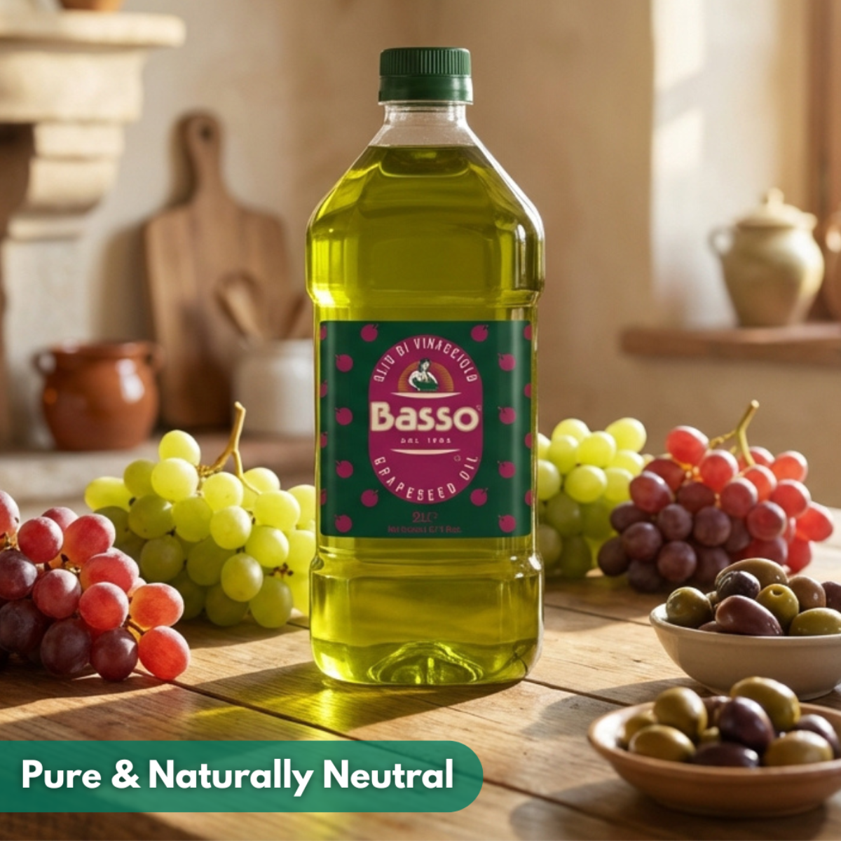  BASSO 1904 Grapeseed Oil, a premium cooking oil crafted in Italy and trusted for over a century
