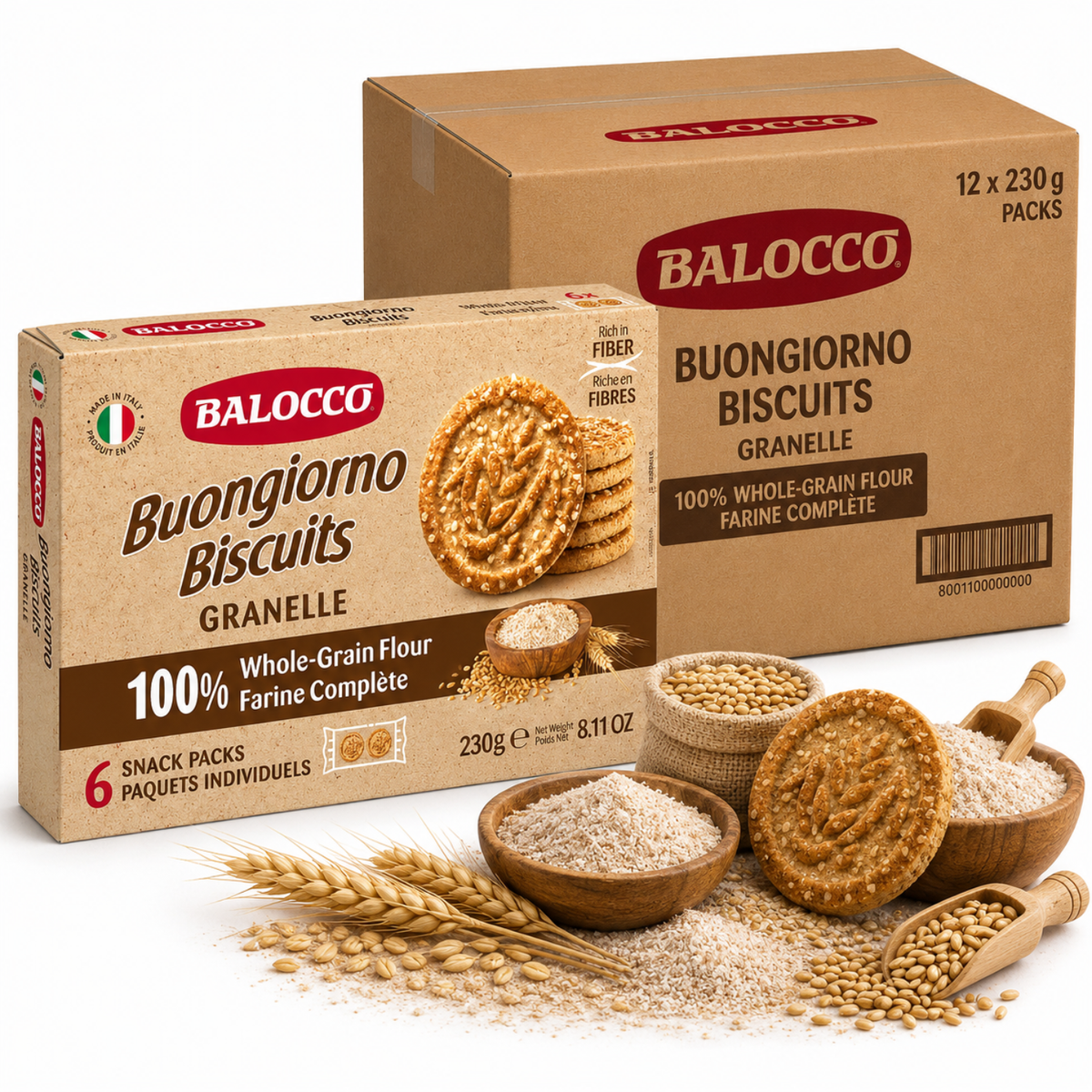 Made with whole grain flour and brown sugar, these classic Italian breakfast biscuits are crafted for a satisfying, nourishing start to your day — just as Italians have enjoyed them for generations. This 12-pack keeps your pantry stocked all month long.