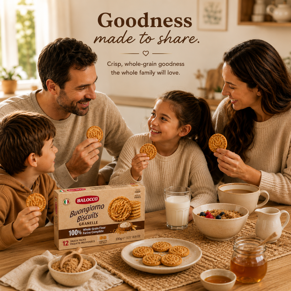 Made with whole grain flour and brown sugar, these classic Italian breakfast biscuits are crafted for a satisfying, nourishing start to your day — just as Italians have enjoyed them for generations. This 12-pack keeps your pantry stocked all month long.