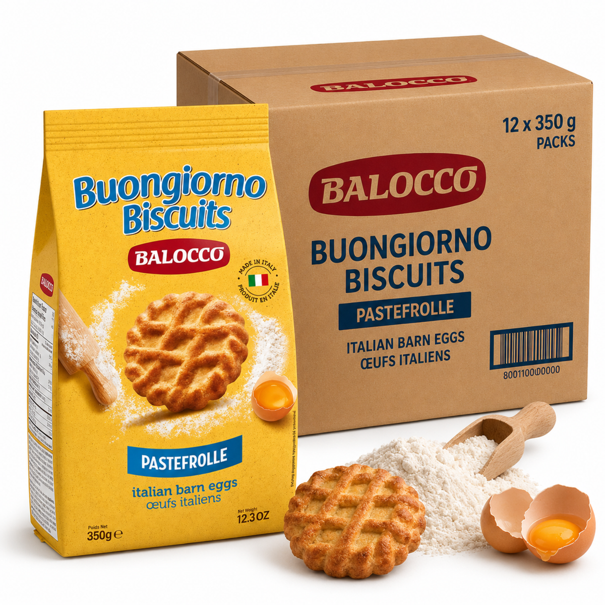 Balocco Pastefrolle — Italy's beloved classic shortbread cookies, crafted with a rich, buttery dough and baked to a delicate golden finish. Light, crumbly, and melt-in-your-mouth tender, these traditional Italian biscuits are a staple in Italian homes.