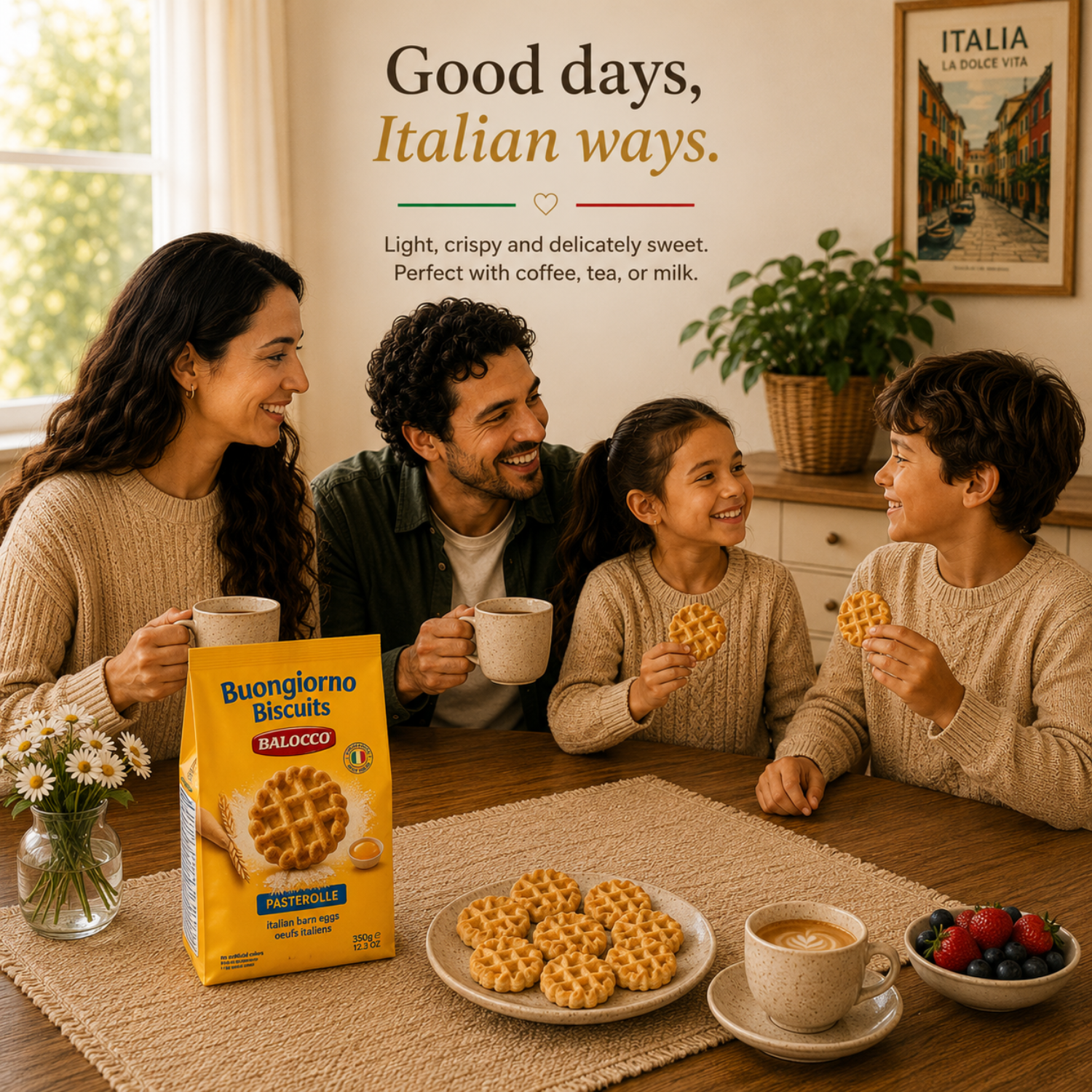 Balocco Pastefrolle — Italy's beloved classic shortbread cookies, crafted with a rich, buttery dough and baked to a delicate golden finish. Light, crumbly, and melt-in-your-mouth tender, these traditional Italian biscuits are a staple in Italian homes.