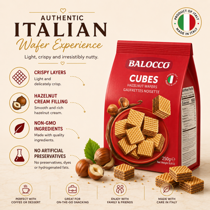 Balocco Hazelnut Wafer Cubes 8.8 oz (250g)