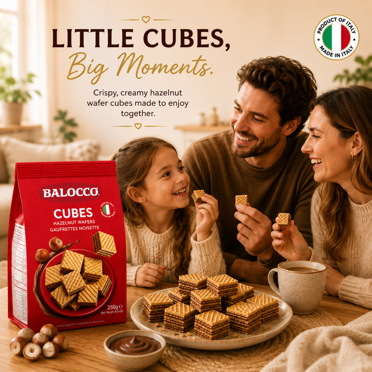 Balocco Hazelnut Wafer Cubes 8.8 oz (250g)