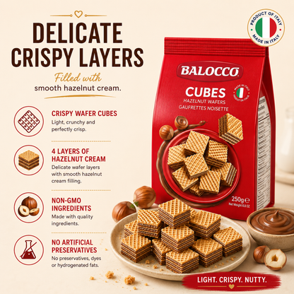 Balocco Hazelnut Wafer Cubes 8.8 oz (250g)
