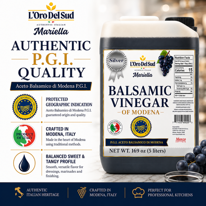Authentic Balsamic Vinegar of Modena – crafted for professional kitchens, delivering a rich, balanced flavor to elevate every dish.