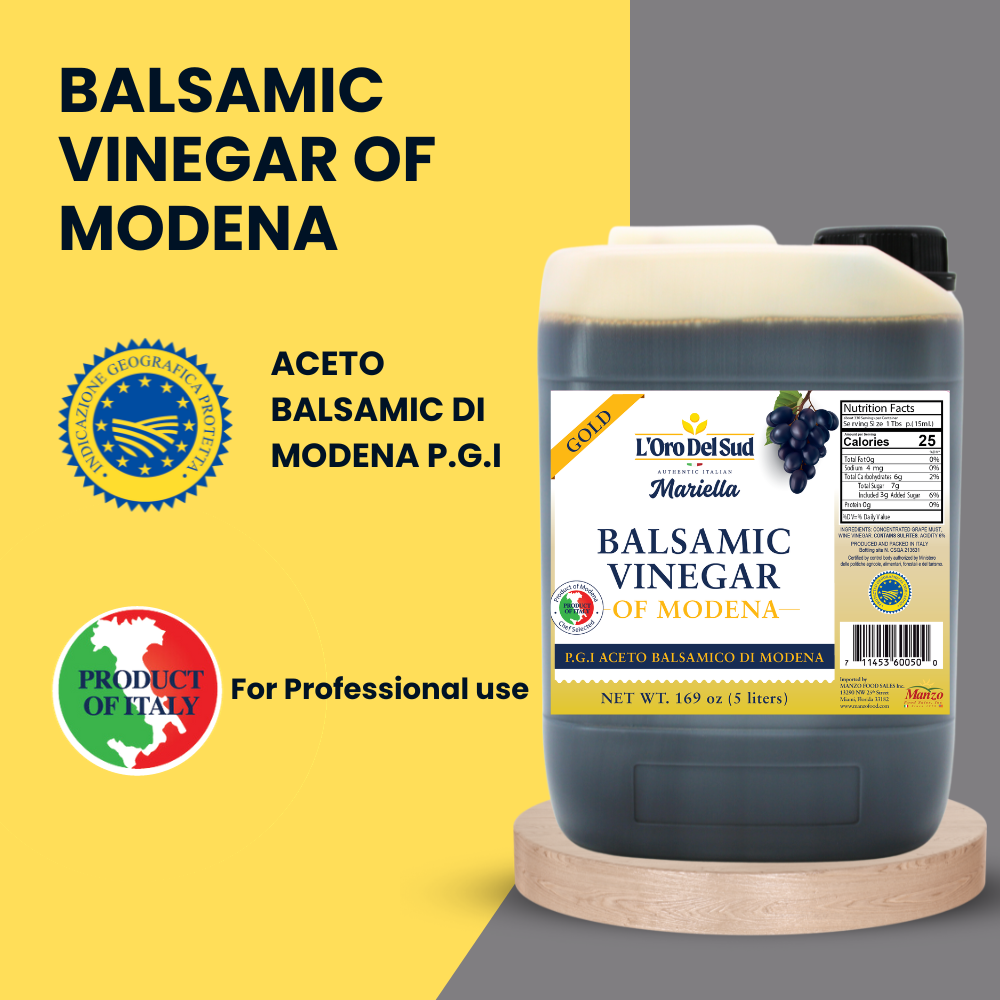 L'Oro Del Sud, "Gold Label" 8 year Aged Balsamic Vinegar of Modena, IGP Certified, iters (169 fl oz), Ultra Premium 5 l