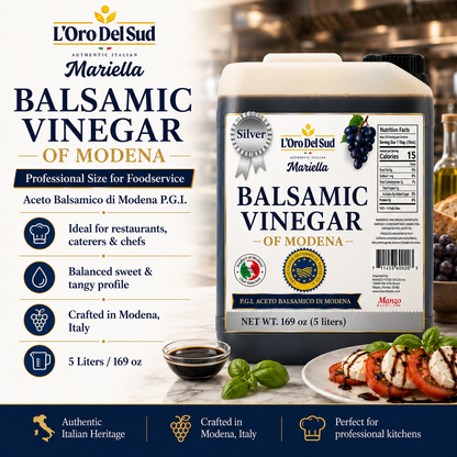 Authentic Balsamic Vinegar of Modena – crafted for professional kitchens, delivering a rich, balanced flavor to elevate every dish.