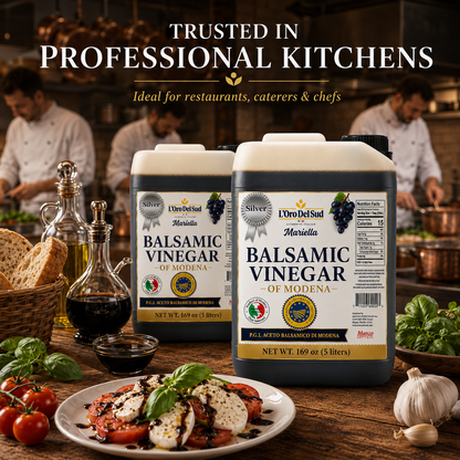 Authentic Balsamic Vinegar of Modena – crafted for professional kitchens, delivering a rich, balanced flavor to elevate every dish.