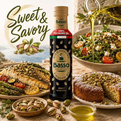 Basso 1904 100% Pistachio Oil – Cold-Pressed Italian Specialty Oil – 250 ml