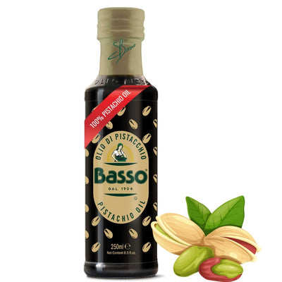 Basso 1904 100% Pistachio Oil Pressed Italian Pistachio Oil for Dressings, Baking, Drizzling and Dipping – Product of Italy – 250ml