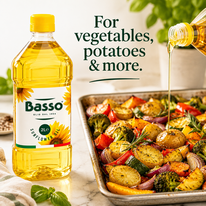 Basso 1904 Italian Sunflower Seed Oil – High Smoke Point Cooking Oil – 67.6 fl oz (2 L)