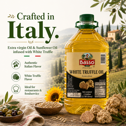 Basso 1904 White Truffle Infused Extra Virgin Olive Oil – Foodservice Size – 1 Gallon (3.8 L)