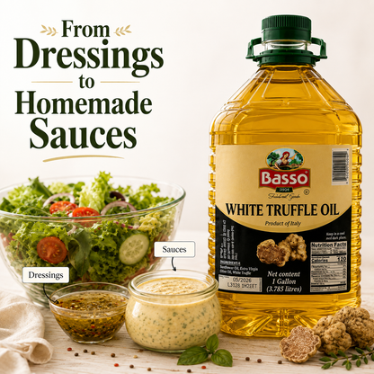 Basso 1904 White Truffle Infused Extra Virgin Olive Oil – Foodservice Size – 1 Gallon (3.8 L)