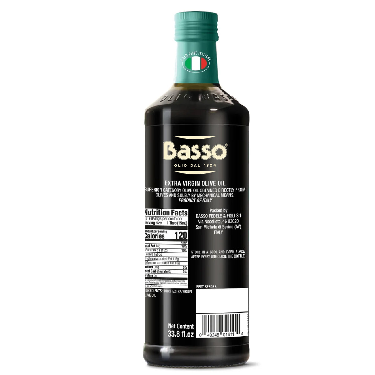 Basso 1904 100% Italian Extra Virgin Olive Oil – Cold Extracted – 33.8 fl oz (1 L)