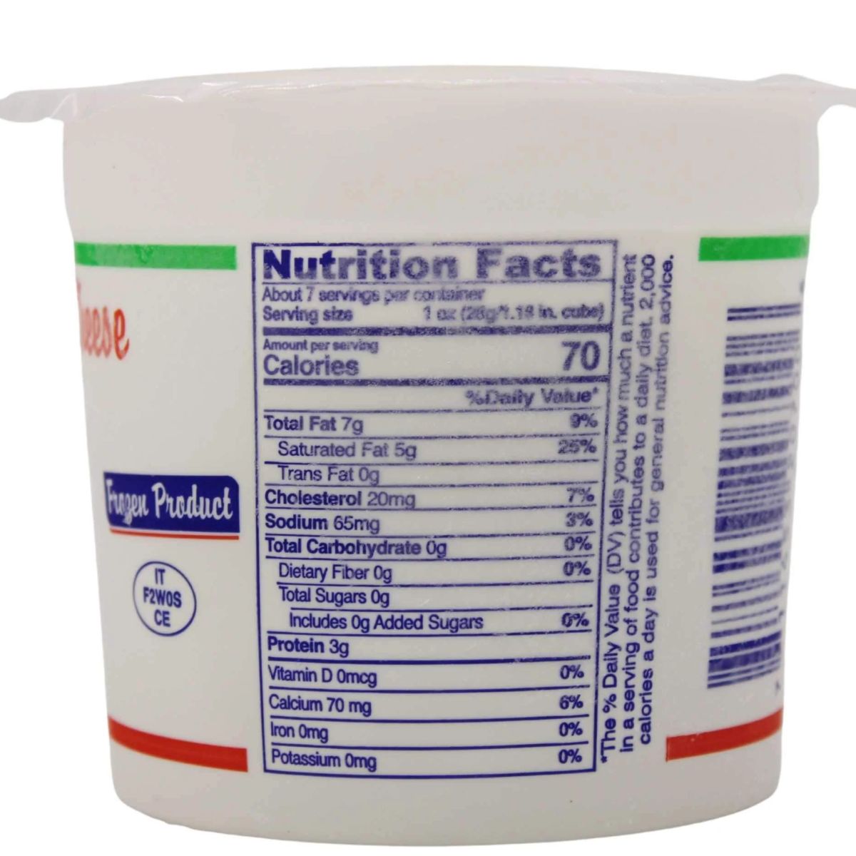 Nutrition facts label on a container of Fage yogurt.