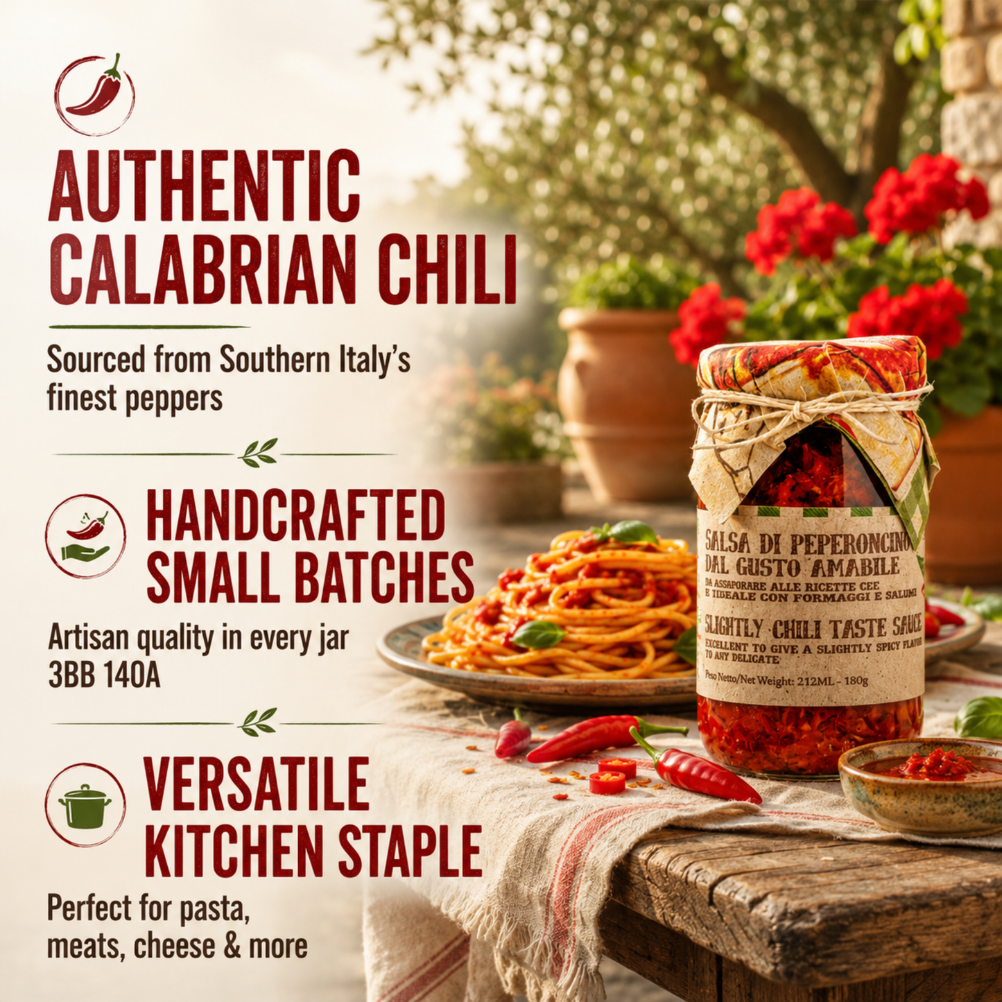 Artigiani dei Sapori, Sweet Chili Pepper Pasta Sauce, 6.3oz  (180g)