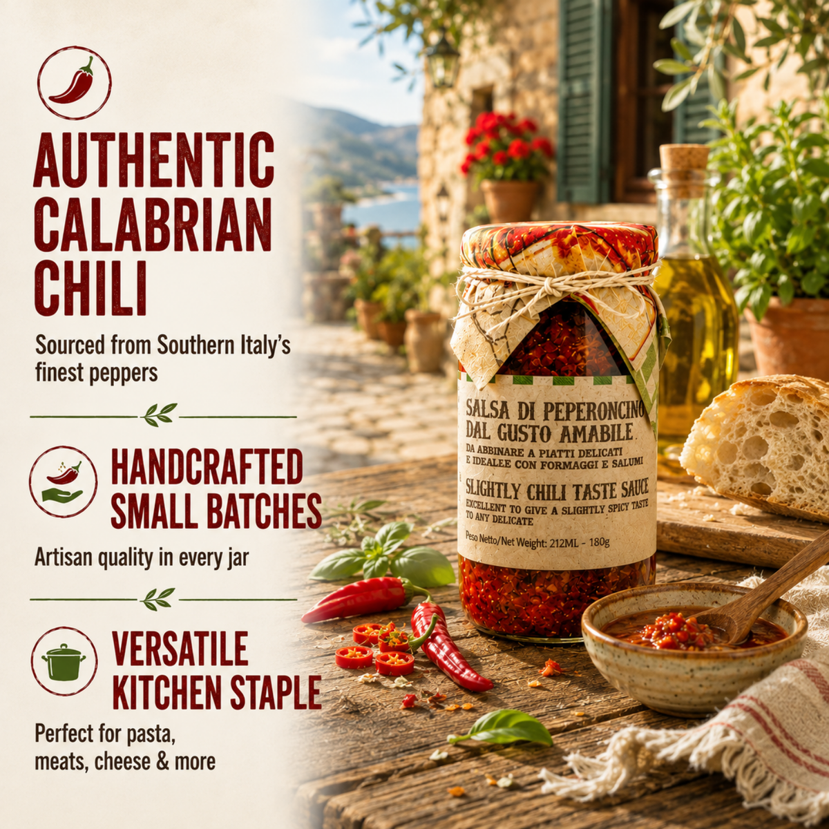 Artigiani dei Sapori, Sweet Chili Pepper Pasta Sauce, 6.3oz  (180g)