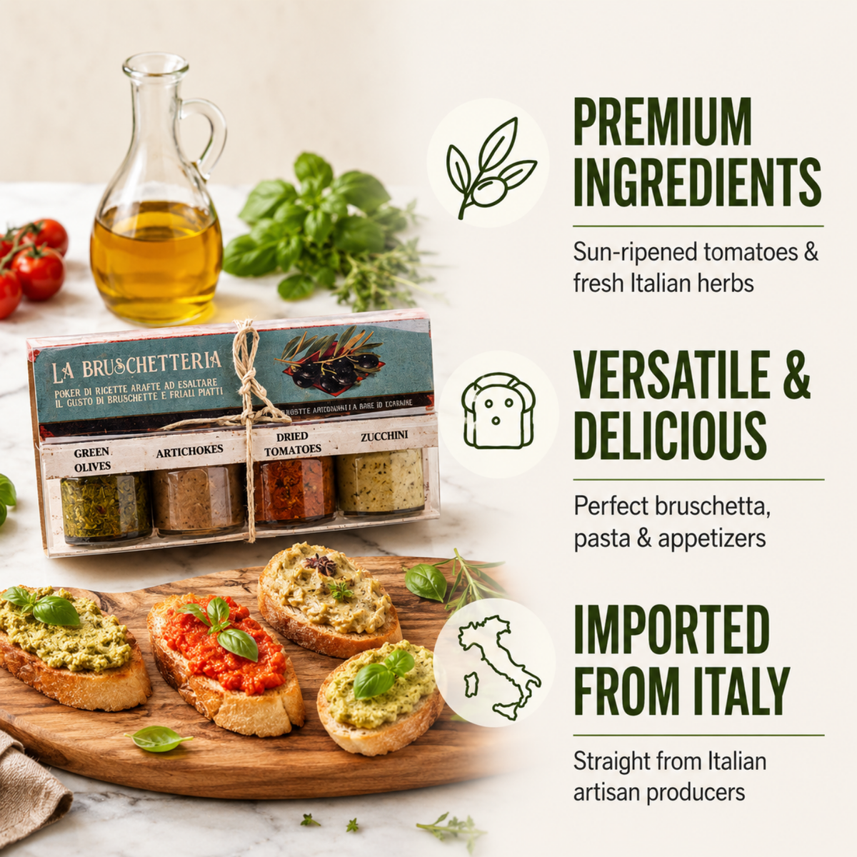 Artigiani dei Sapori, 4 Pack, Bruschetta Set "La Bruschetteria", each 1.3oz (36g)