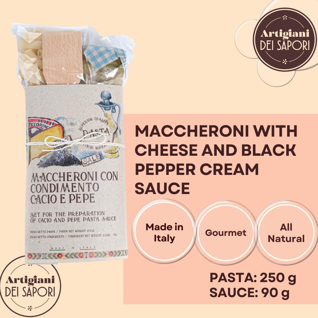 Artigiani dei Sapori, Pasta Gourmet Gift Set Pasta Gourmet Gift Set, Macaroni with Cacio Cheese and Black Pepper Sauce