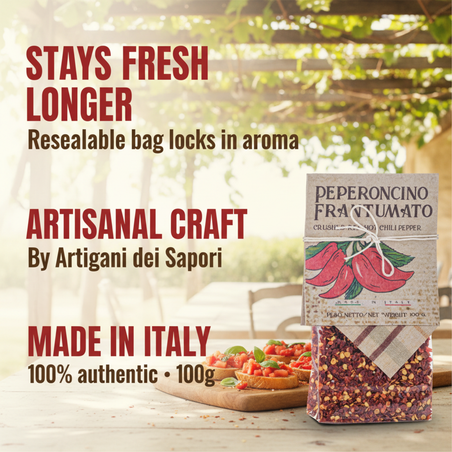 Artigiani dei Sapori, Dried Calabrian Hot Chili Pepper Flakes 3.5 oz (99g)