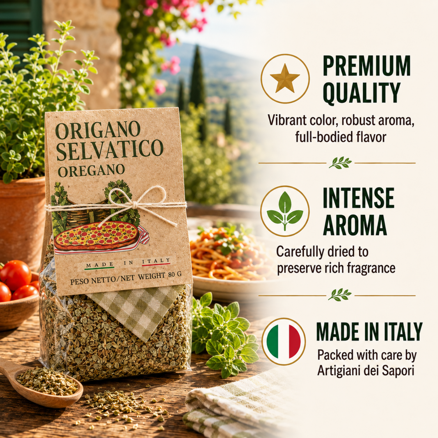 Artigiani dei Sapori, Italian Dried Oregano, 2.8oz (79g)
