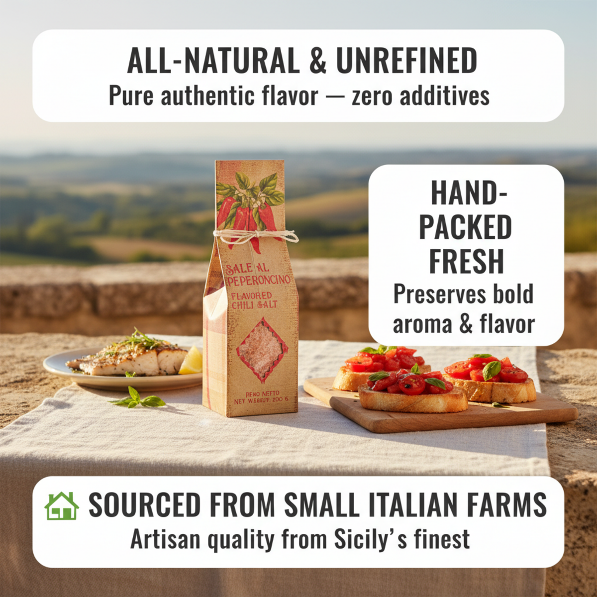 Artigiani dei Sapori, Sicilian Sea Salt with Chili Peppers, 7oz (198g)