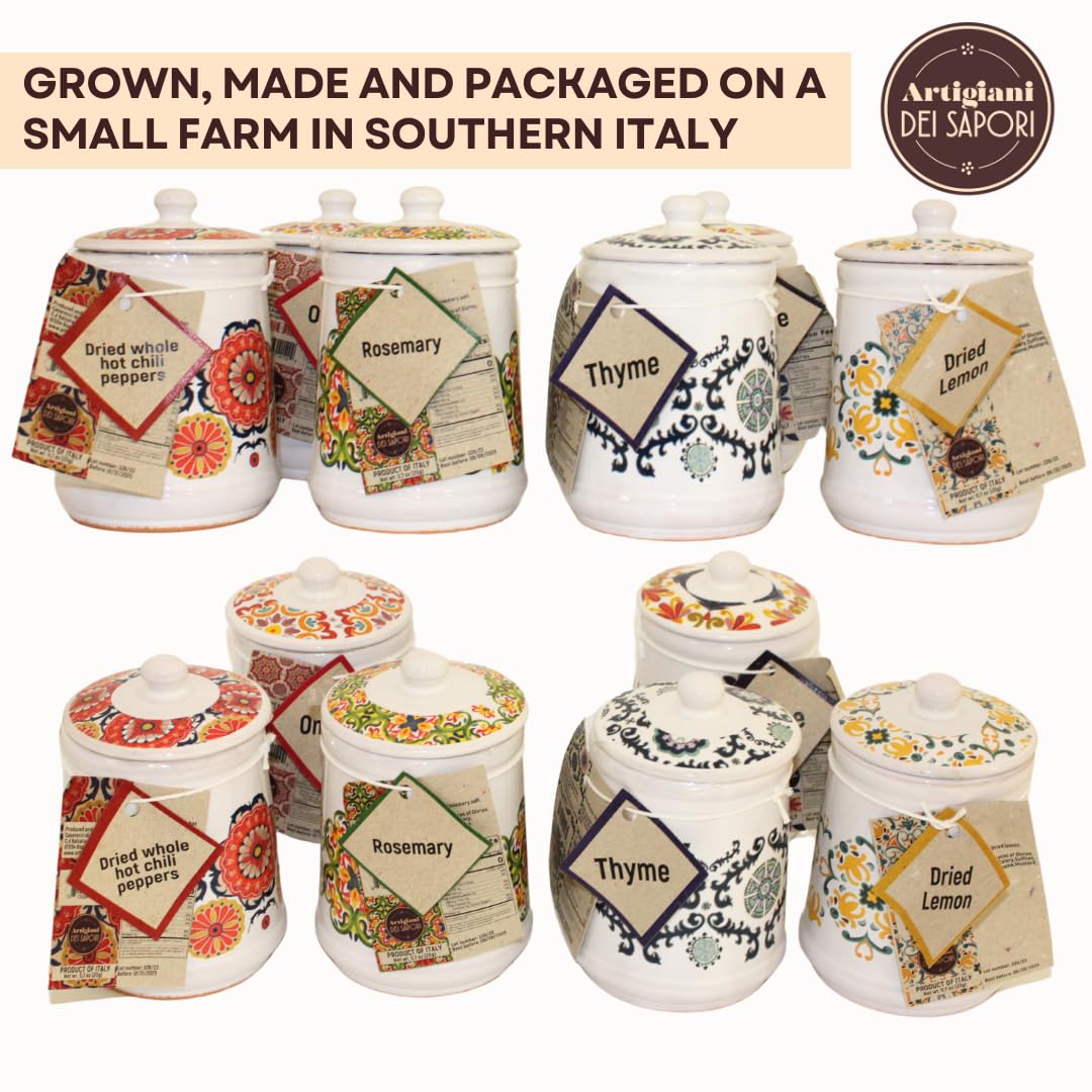 Artigiani dei Sapori, Ground Rosemary in Italian Handmade Ceramic Jar with Spices included, 0.7oz (19g)