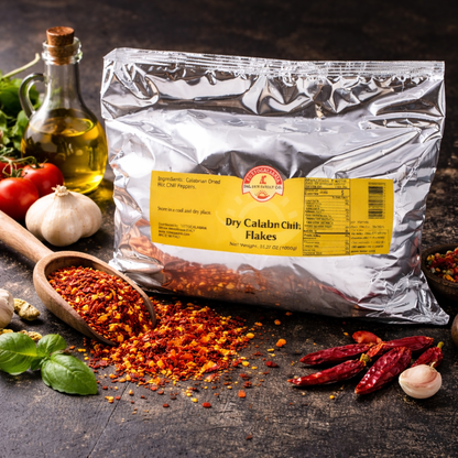 Authentic Calabrian hot chili flakes from Italy. Bold, spicy crushed peppers perfect for pizza, pasta, sauces, and seasoning