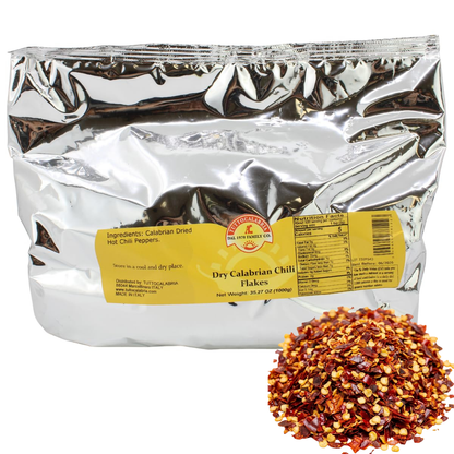 Authentic Calabrian hot chili flakes from Italy. Bold, spicy crushed peppers perfect for pizza, pasta, sauces, and seasoning.