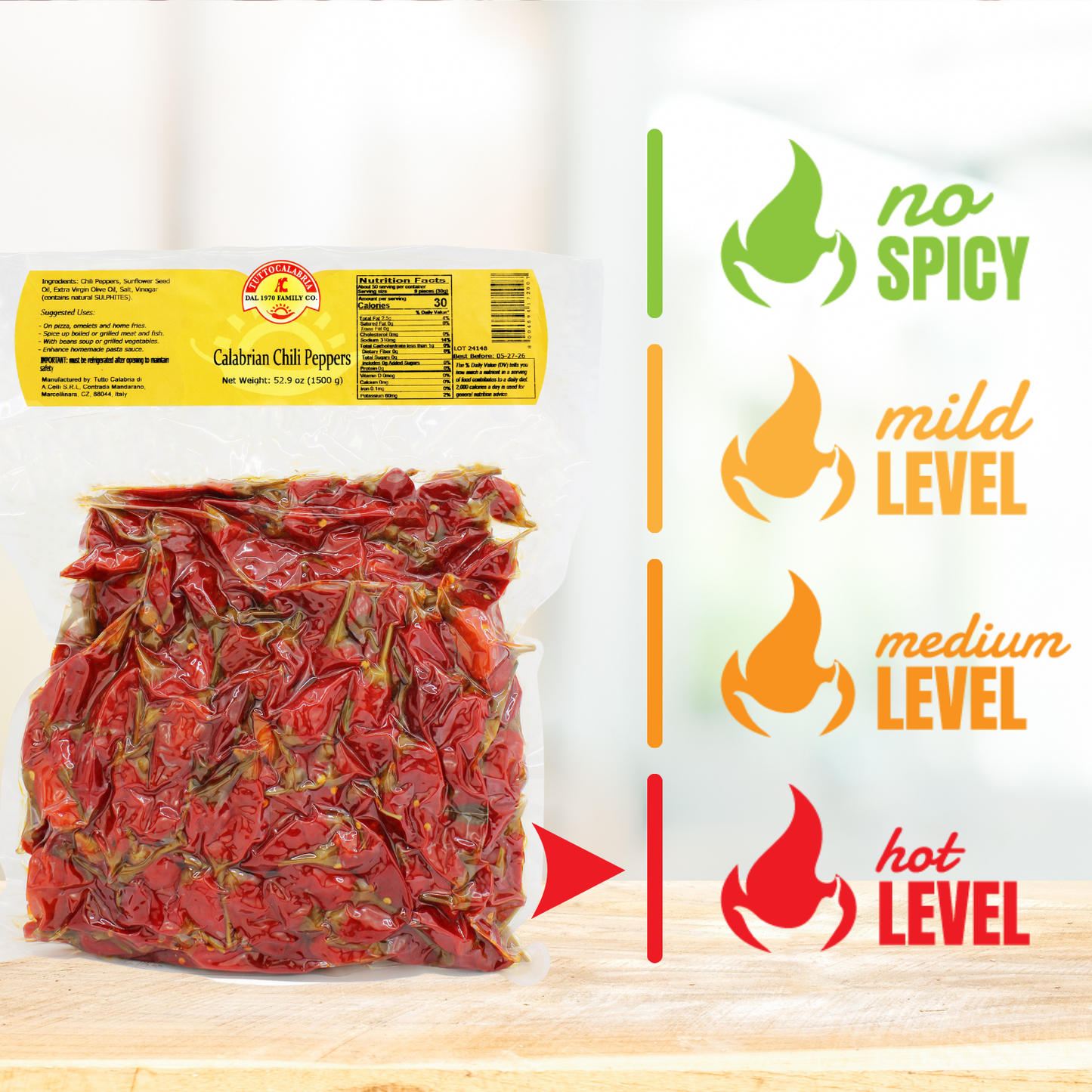 TuttoCalabria Whole Calabrian Chili Peppers bag, 52.9 oz
