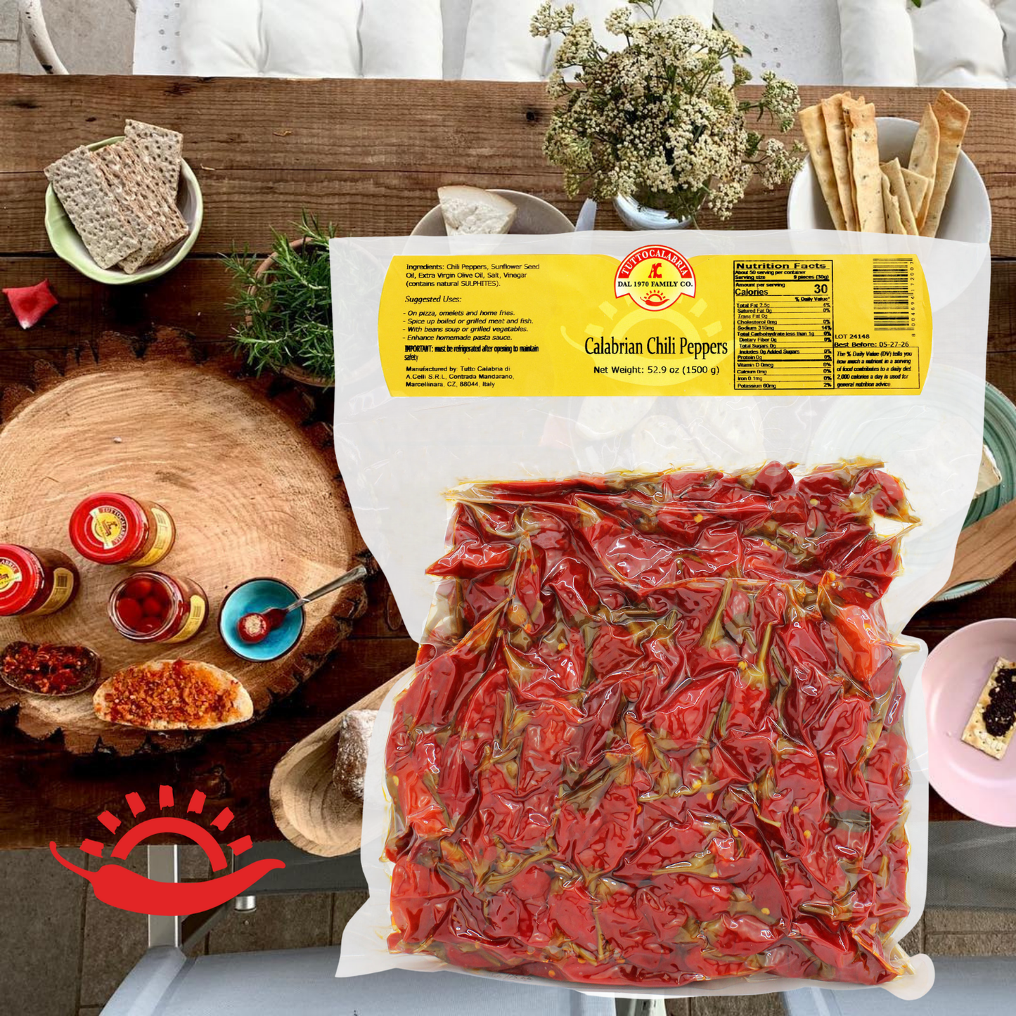TuttoCalabria Whole Calabrian Chili Peppers bag, 52.9 oz