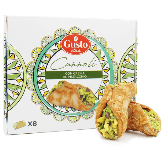 Gusto Etna, Sicilian 8 pcs Cannoli filled with Pistachio Cream, Mini Cannoli in Gift Box