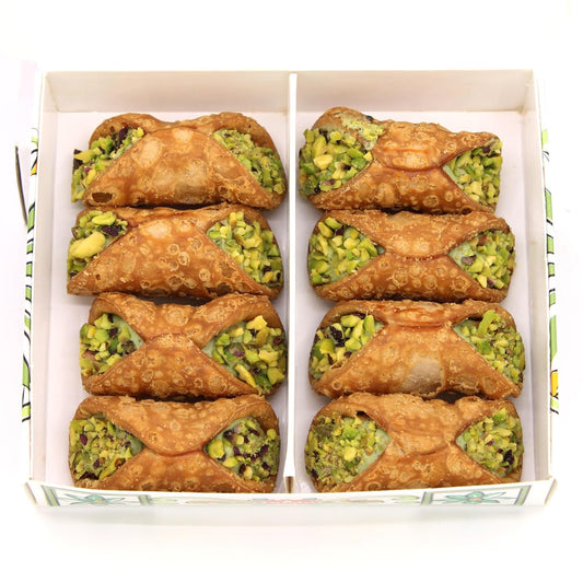 Gusto Etna, Sicilian 8 pcs Cannoli filled with Pistachio Cream, Mini Cannoli in Gift Box
