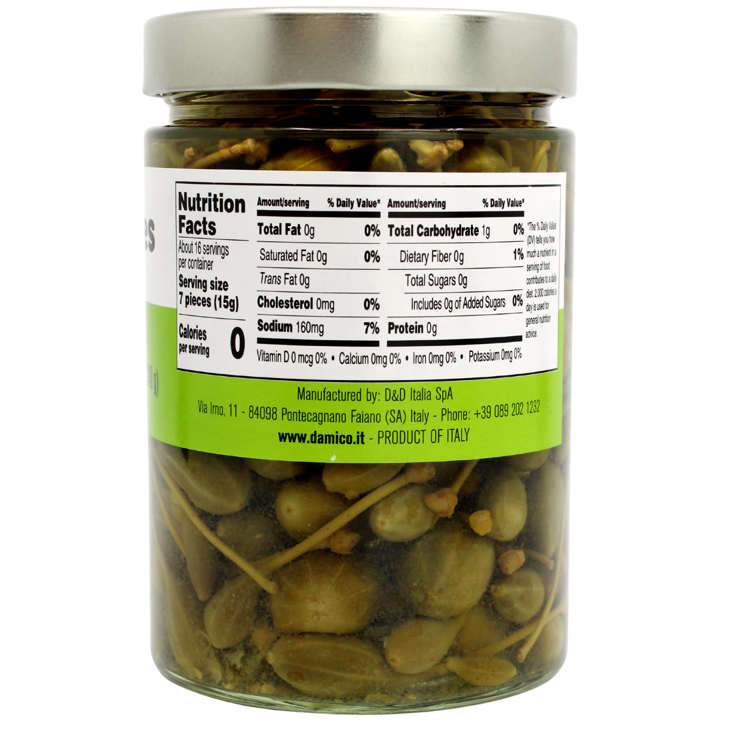 Fratelli D'Amico Caperberries in vinegar, Pickled, Capers. Net Wt 19oz (540g)