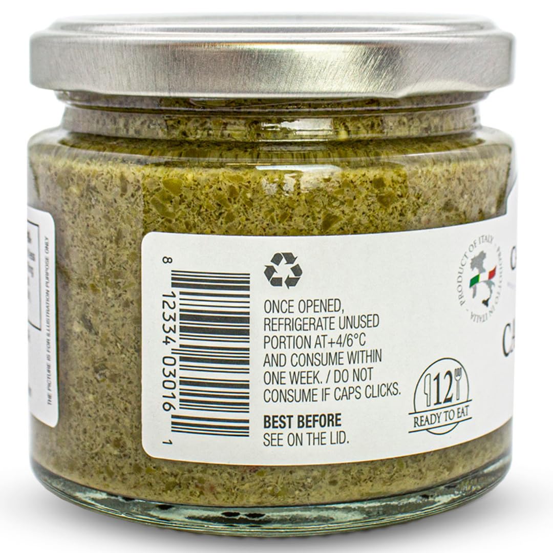 Jar of Campo D’Oro capers paté with Sicilian almond 180g authentic Italian gourmet spread