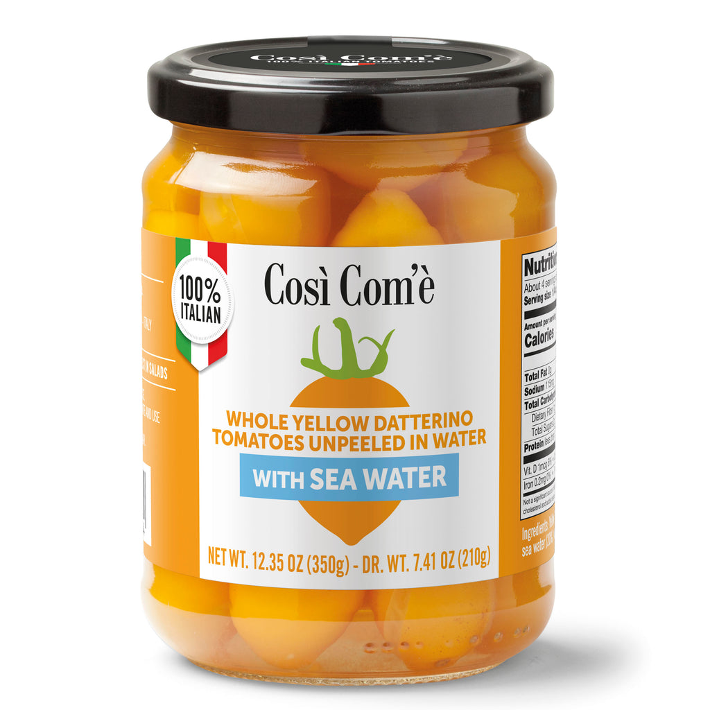 Cosi Come yellow Datterino Tomatoes unpeeled in water 