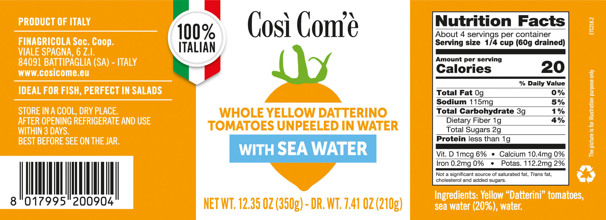 Coci Come Whole yellow datterino tomatoes unpeeled 