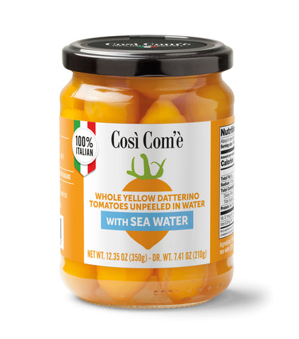 Cosi Come yellow Datterino Tomatoes unpeeled in water 