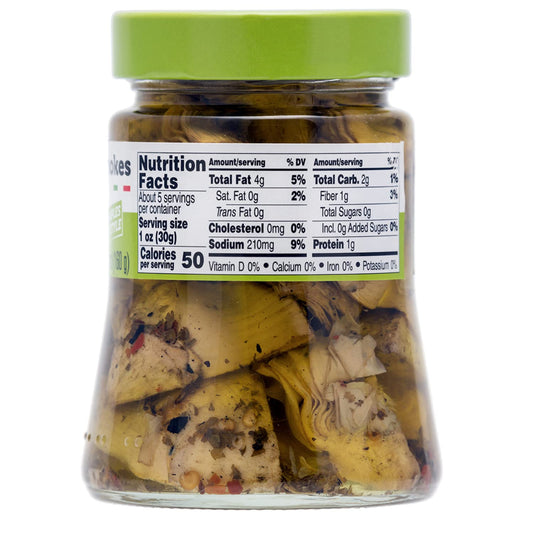 Jar of Fratelli D’Amico chargrilled artichokes quartered in oil 280g authentic Italian antipasto