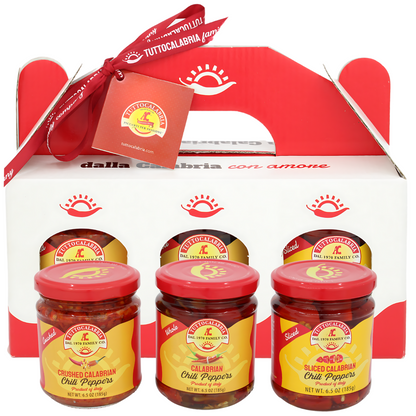TuttoCalabria, Gift Set, Calabrian Chili Pepper Gift Set, 3 Pack X Whole, Crushed, Sliced 6.5oz