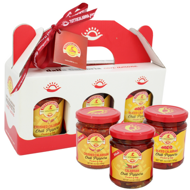 TuttoCalabria, Gift Set, Calabrian Chili Pepper Gift Set (3 Pack X 6.5oz) Whole, Crushed, Sliced