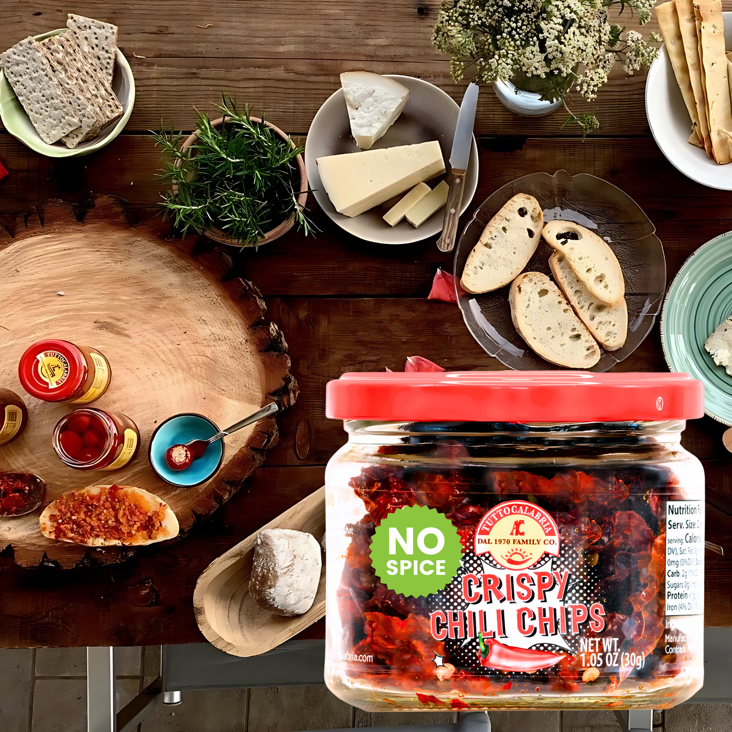 SALE! TuttoCalabria, Mild Crispy Chili Chips Made with Sweet Pepper Dry, without oil. 1.06 oz