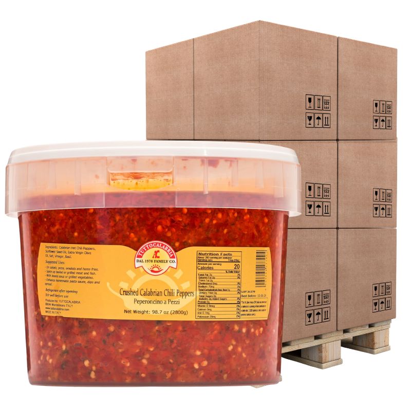 PALLET SPECIAL - TuttoCalabria Crushed Calabrian Chili Peppers – 98.7 oz (2.8 kg) Tub